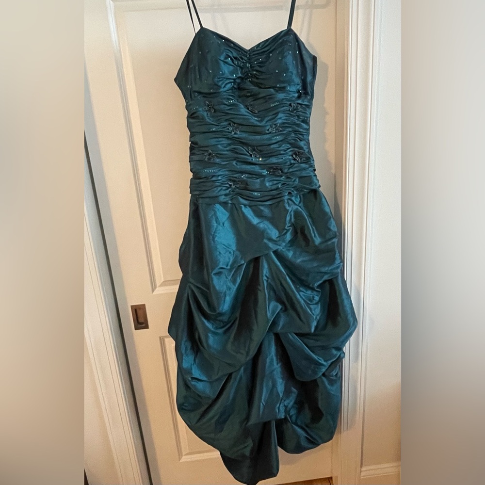 Elegant Teal Ruched Dress